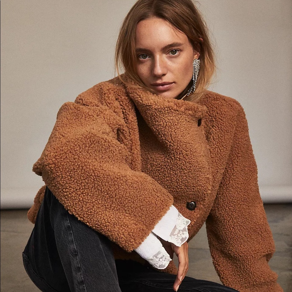 ❌SOLD❌ Free People | Izzy Wrap Teddy Jacket | Sand